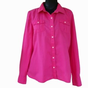 Tommy Hilfiger Fuchsia Hot Pink Cotton Button-up Shirt (XL)